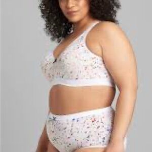 Cacique 40D Rainbow Strap Paint Splatter Bra | Unlined No-Wire Full Coverage NWT